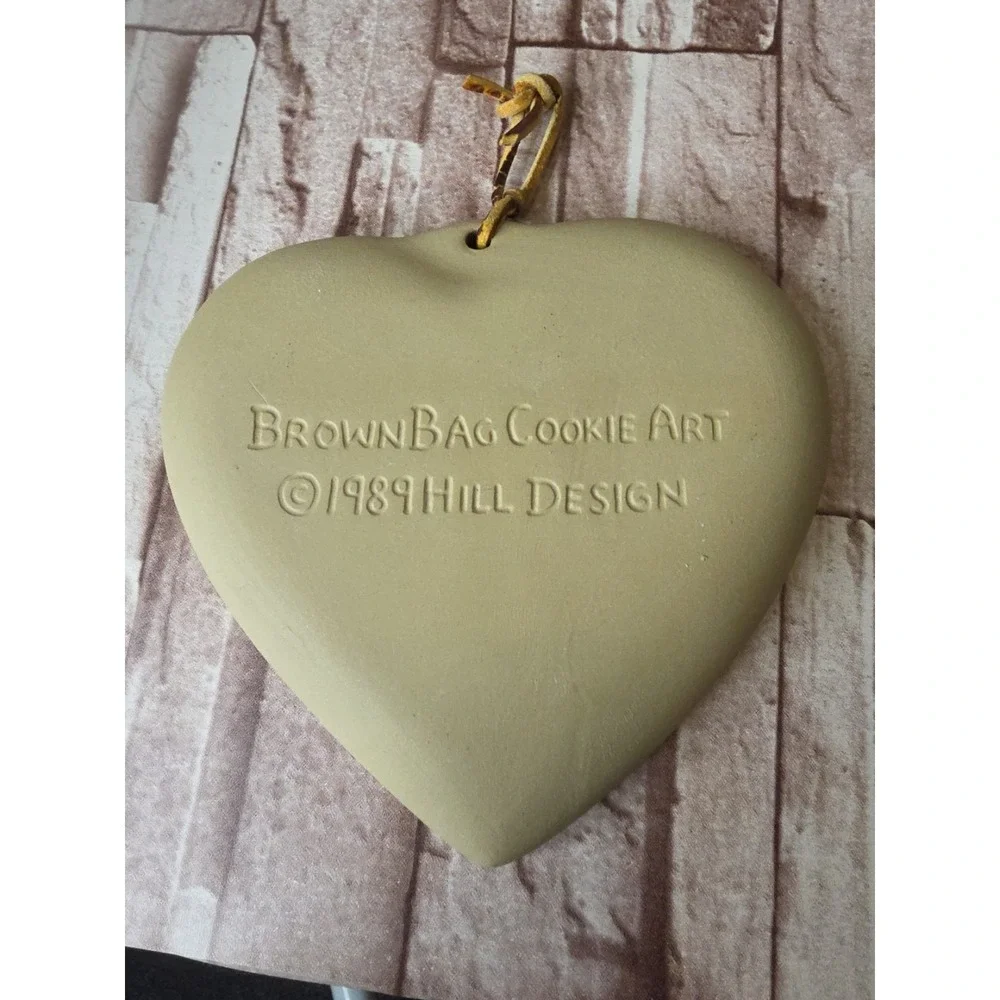 Brown Bag Cookie Art Heart Mold Rabbits Tree ©1989 Hill Design Stoneware